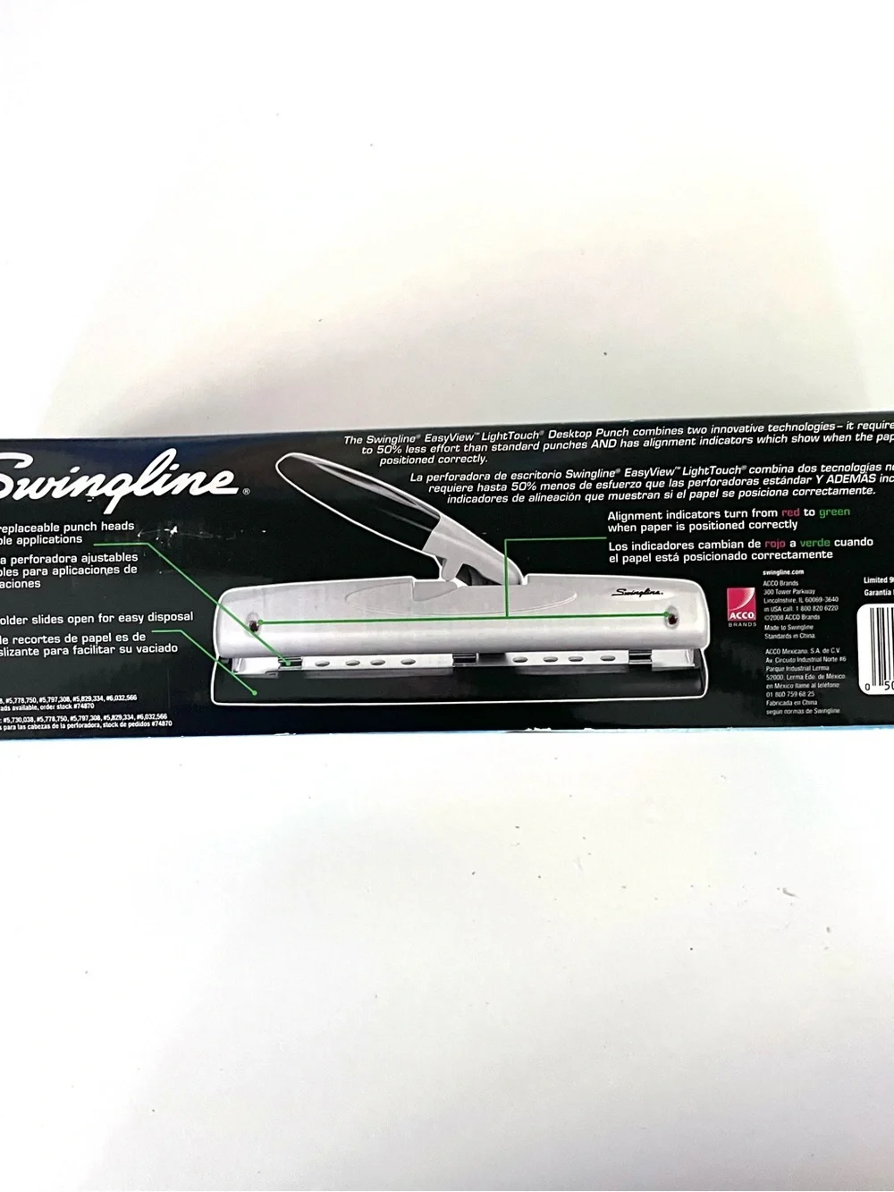 Swingline EasyView LightTouch Desktop Hole Punch NIB